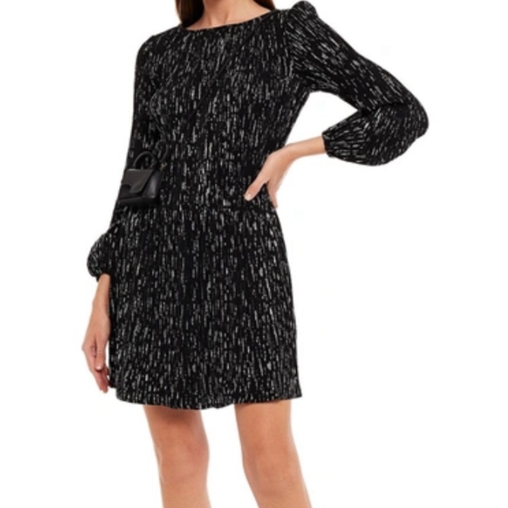 MAJE
Embellished Plissé-crepe Mini Dress In Black SIZE 34